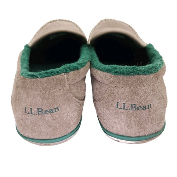 LL Bean Shoes (Men\'s 11 Medium) Tan Suede Moccasin Slippers Green Lined‎ Slip On main image 6